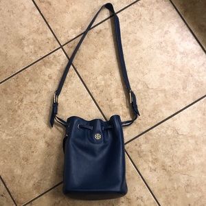 Tory Burch Blue Leather Bucket/Shoulder Bag